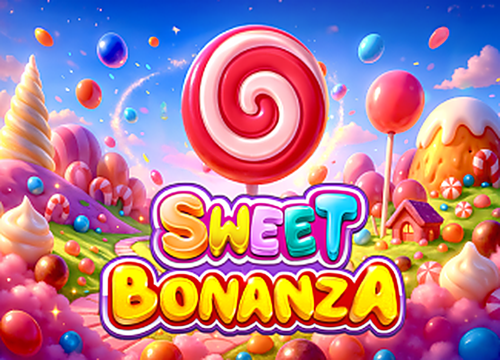 Слот Sweet Bonanza от Pragmatic Play: конфеты, фрукты и логотип игры